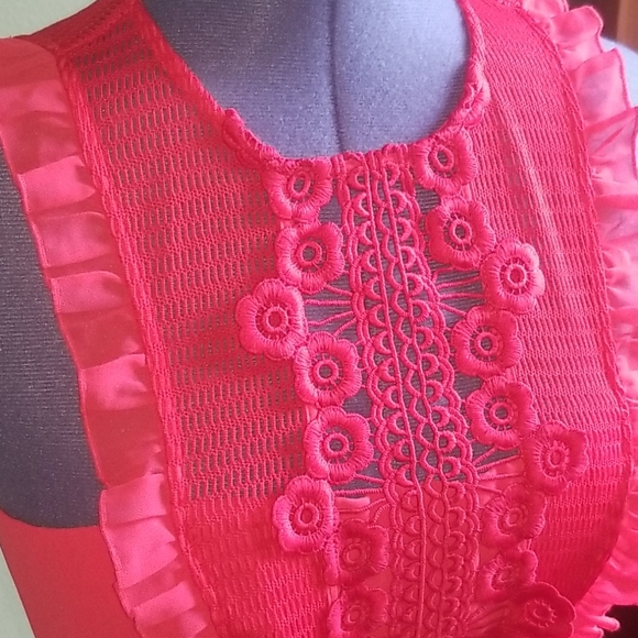 New ASOS Pleated Cut Out Red Dress Sz. 6 - Picture 5 of 8